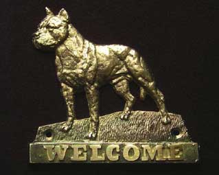 American Staffordshire Terrier welcome plaque hanger