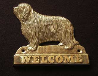 Bearded Collie welcome plaque hanger