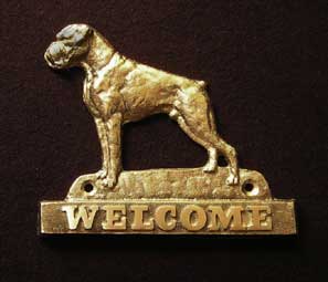 Boxer welcome plaque hanger