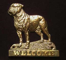 Bullmastiff welcome plaque hanger