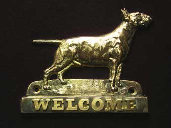 Bull Terrier welcome plaque hanger