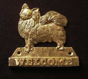 CHIHUAHUA LONG HAIRED welcome plaque hanger