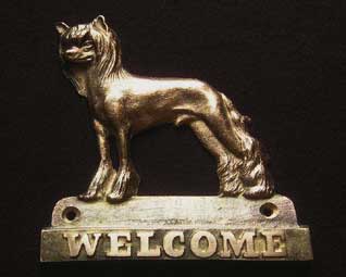welcome plaque hanger CHINESE CRESTED DOG