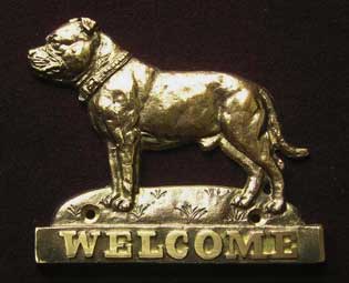 welcome plaque hanger STAFFORDSHIRE BULL TERIER